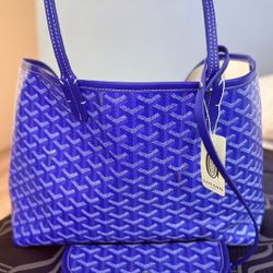 GOYARD Saint Louis PM Tote Bag Pouch Blue Shopping Purse Woman Auth New Unused