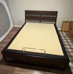 Queen IKEA Bed + EASE Adjustable Base + 2 Lamp Tables