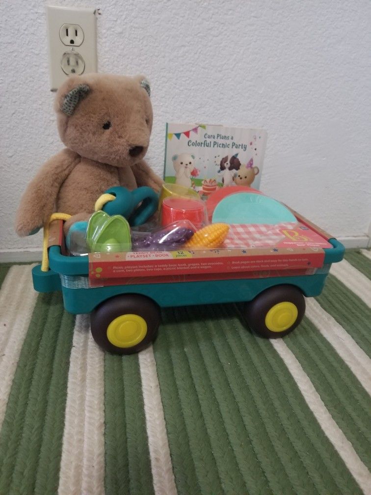 Teddy bear Playset Book wagon 