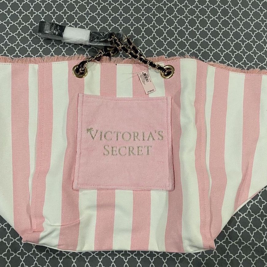  Victoria's Secret Bling Sequins Stripes Pink Black Canvas Purse  Tote Handbag : Clothing, Shoes & Jewelry