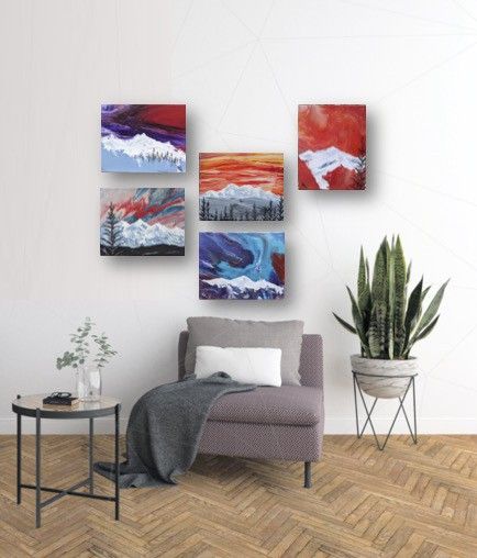 original abstract landscape paintings on canvas | mountain wall art | home & room decor