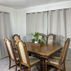 Solid Oak Vintage Table With Extensions & 6 Chairs 💝 HAPPY MOTHER’S DAY 💐 Mesa Con Extensiones De Madera Solida Y 6 Sillas