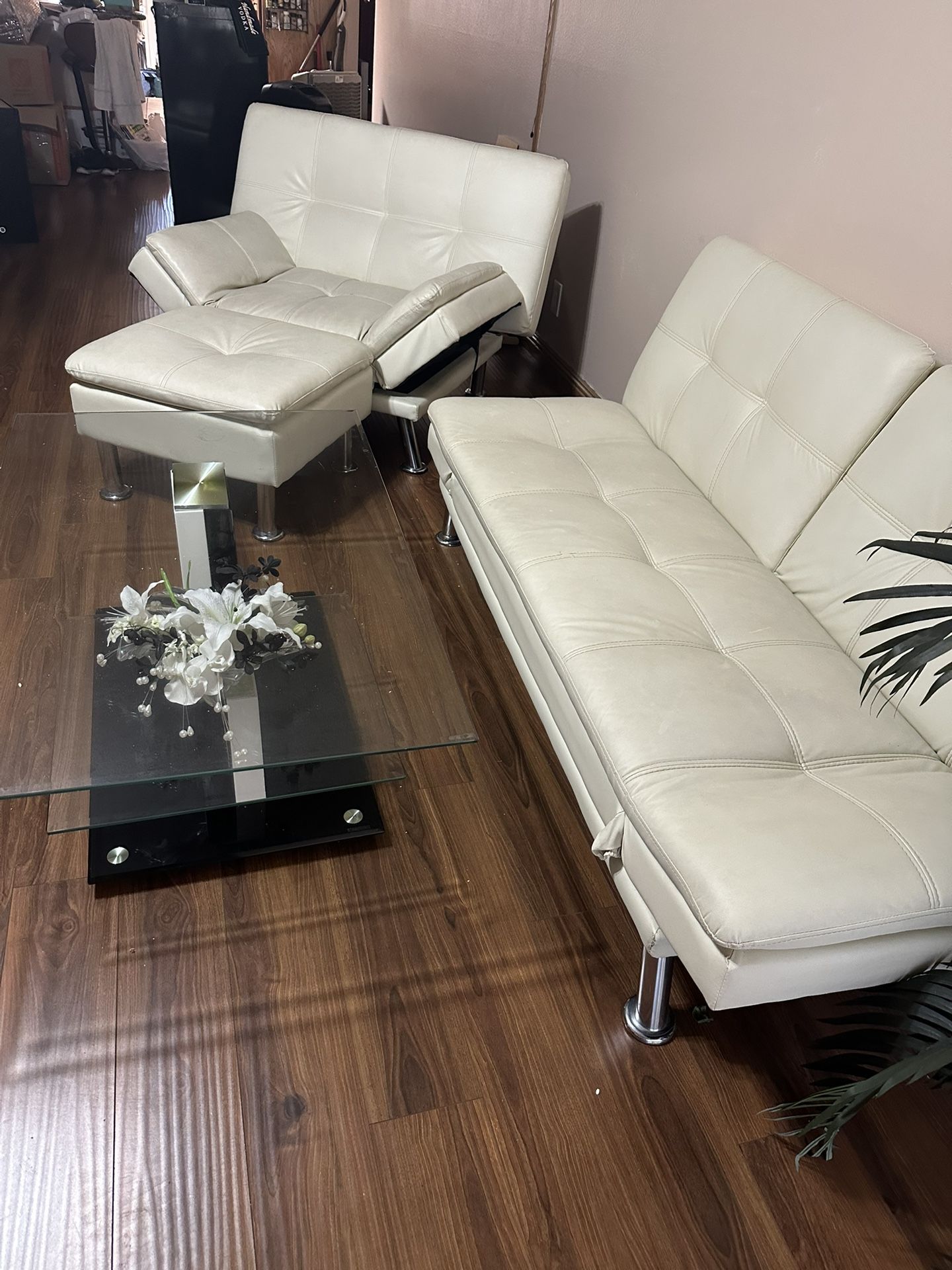 White Futon And sofa