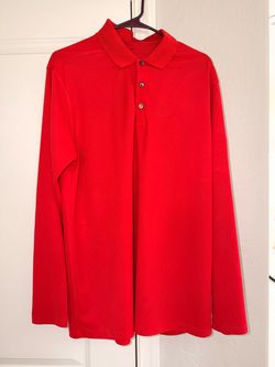 Men’s Red Long Sleeve Polo Shirt large