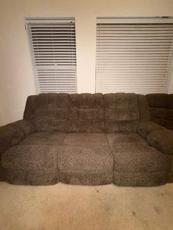 Brown Fabric Reclining Sectional Sofa