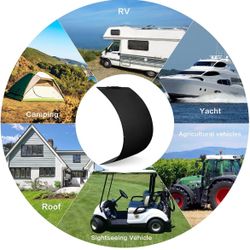 Topsolar 1PCS 180W Semi-Flexible Solar Panel Solar Panel Charger Off-Grid for RV Boat Cabin Van Car Uneven Surfaces
