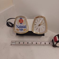 Vintage Natural Light Beer Sign And Clock 