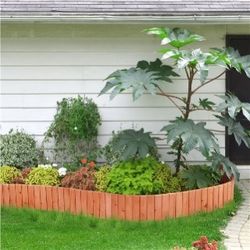 6PCS Outdoor Wooden Short Fences, Wooden Landscape Border Edging, Decorative No Dig Garden Edging for Garden Yard Patio Pathway Courtyard Brown