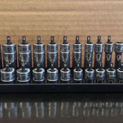 Snap-on Tools 24 pc 1/4" Drive 6-Point Metric Socket Essential Set (5-15 mm)