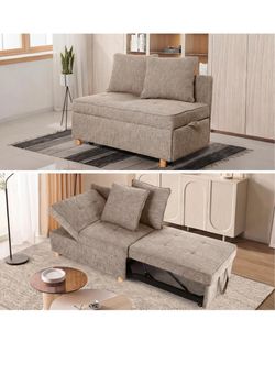 Sofa Bed Chair 4-in-1 Convertible Chair Bed, Brown Grey