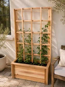 Handmade Cedar Garden Planter Box with Trellis