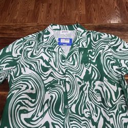 Sixth June's Green and White Button-up Shirt 