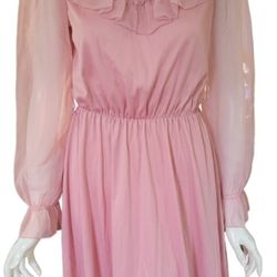 Stunning vintage 70/80's Dusky Pink Polyester Dress. Size M $30