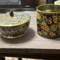 2 Vintage Metal floral Daher Tins,  Made in England
