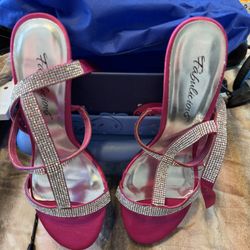 Size 7 Pink Rhinestone High Heels