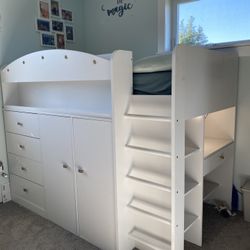 Twin Loft Bed- With Dresser, Desk And Fort