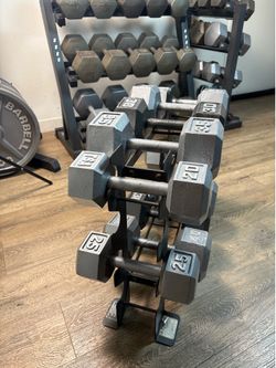 Set of Cast Iron Hex Dumbbells with Rack 20s to 40s [PRICE is FIRM ] Weight: 300 lbs plus Rack