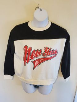 New York Athletic Dept. Colorblock Sweatshirt - Black & White with Red Logo Size