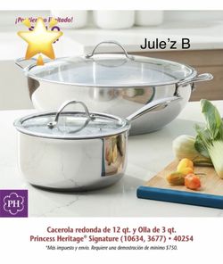 Princess House. Cacerola De Cacerola De 12 Qts Y Olla De 3 Qts De Acero Inoxidable Nuevas En Sus Cajas 