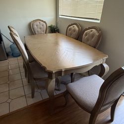 Solid Wood Dining Room Set w/ 8 Chairs & Matching Cabinet