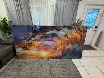 Hermoso set de 3 cuadros acrílicos modernos estilo ola 🌊