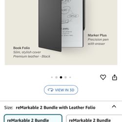 reMarkable Essentials Bundle – Black | reMarkable 2 Paper Tablet | Includes 10.3” reMarkable Tablet, Marker Plus Pen with Eraser, Book Folio Cover in 