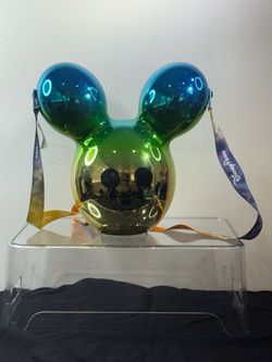 Disney Parks Mickey Mouse Balloon Popcorn Bucket Iridescent with Strap