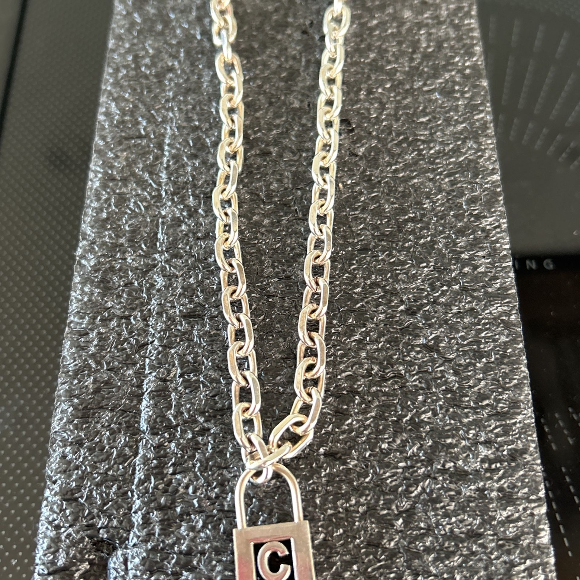 Tiffany Sterling Silver "C" Padlock Pendant Necklace