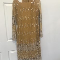 Pakistani Dress Yellow And Gold 