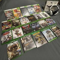 Games Lot for Xbox One & Xbox 360 + Turtle Beach Headset (22 Games Total)