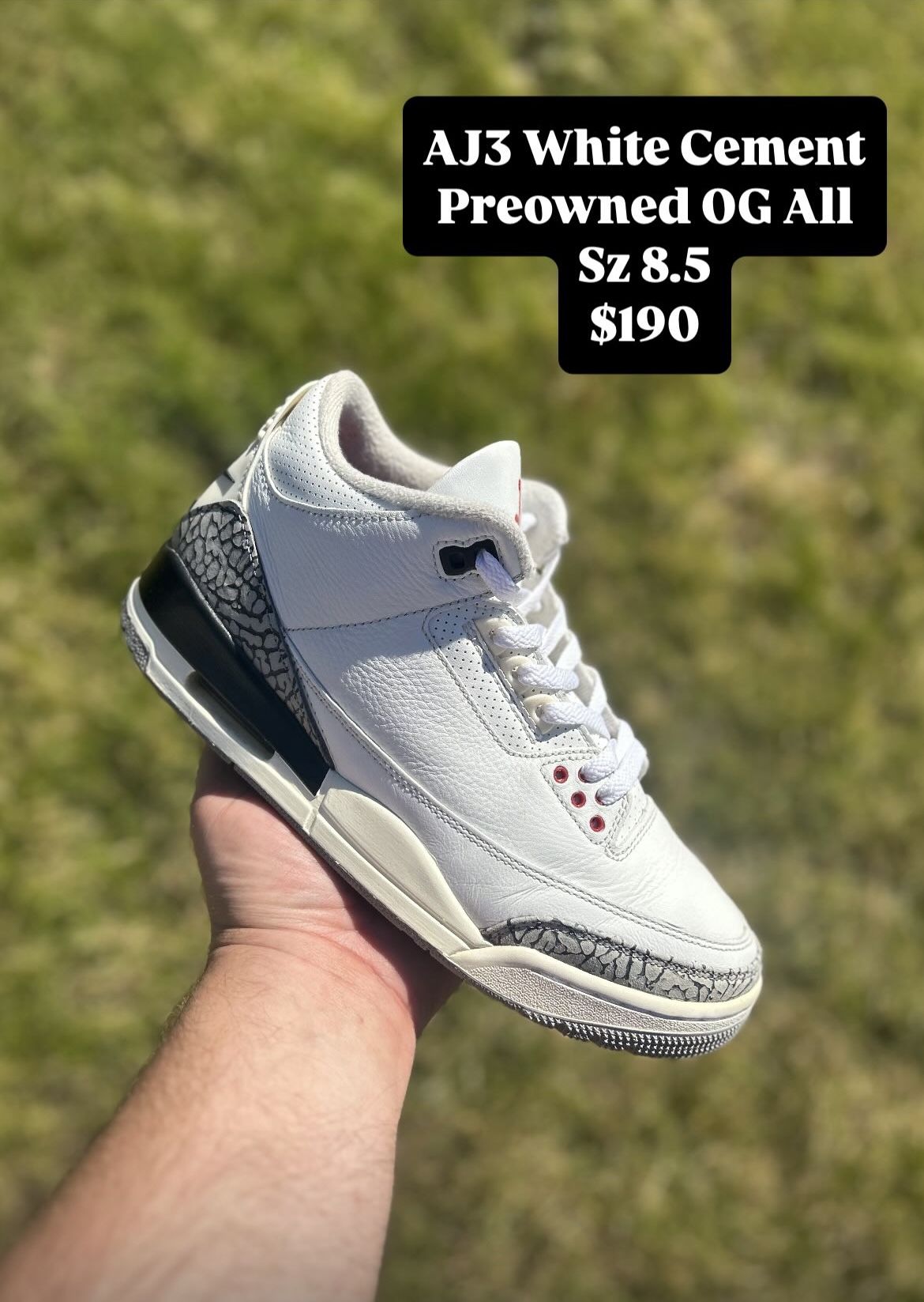 Jordan 3 White Cement Like New Size 8.5