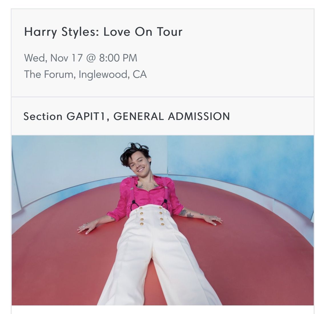 Harry Styles Love On Tour Ticket
