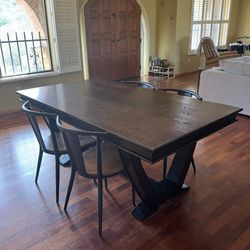 Wood Table And 4 Solid Sood Wishbone Chairs