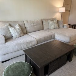 LRG Beige Sofa Chaise/Couch