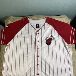 Ultra Game NBA Miami Heat Homerun Baseball Jersey White/Red Pinstripe