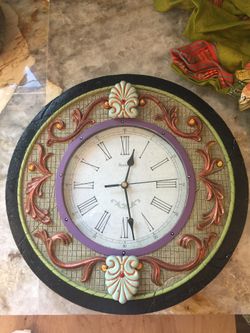 CLOCK- pretty, eclectic, hand Painted