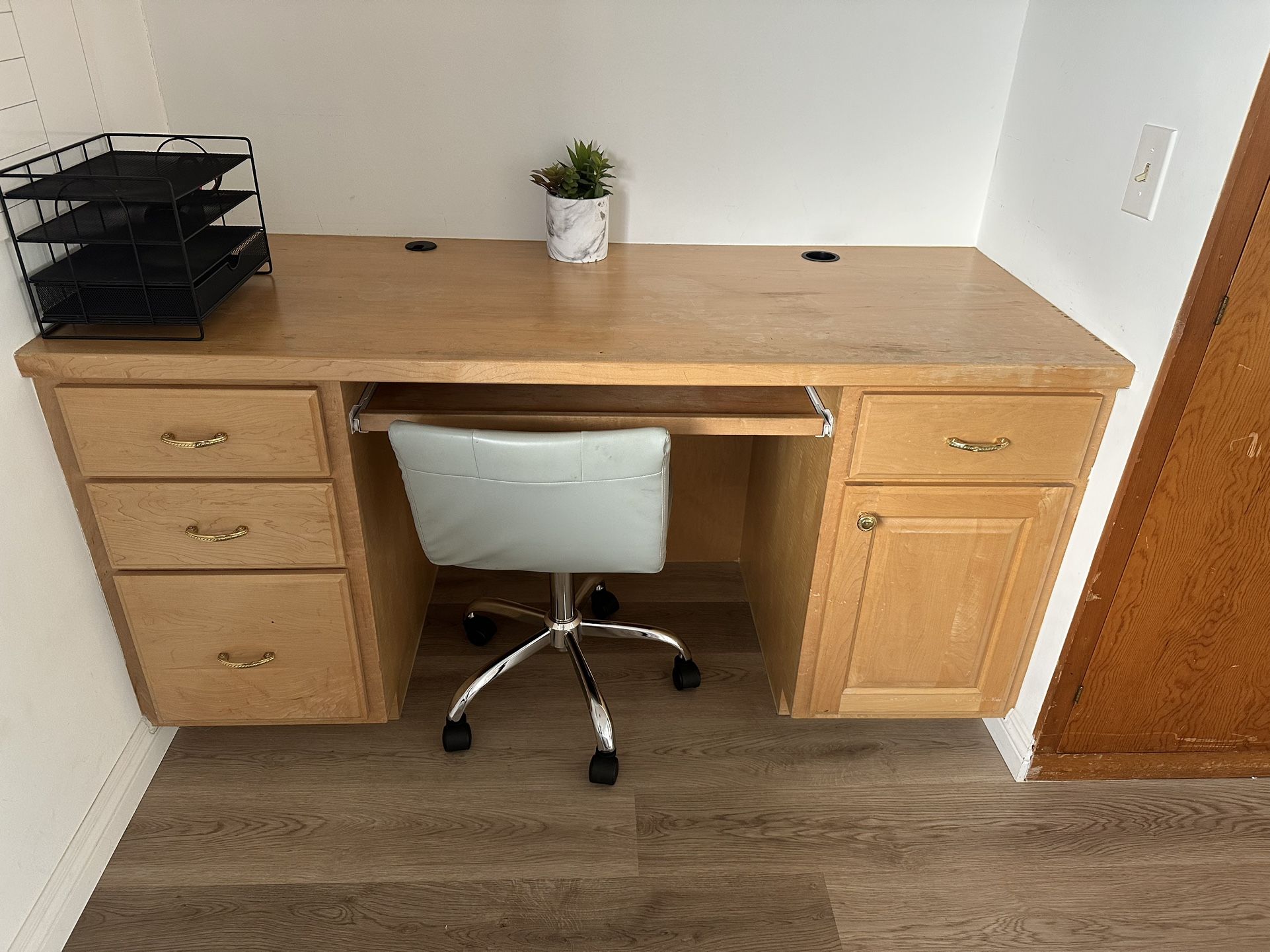 Solid Wood Built In Desk