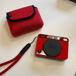 Red Leica Sofort 2 With 256gb Micro SD Card, Case And Lanyard 