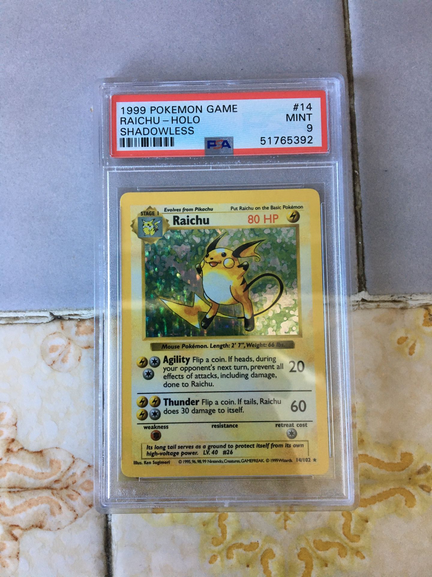 Pokemon PSA 9 Base Set Shadowless Holo Raichu