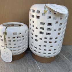 Pillar Ceramic Lantern Candle Holders from Threshold