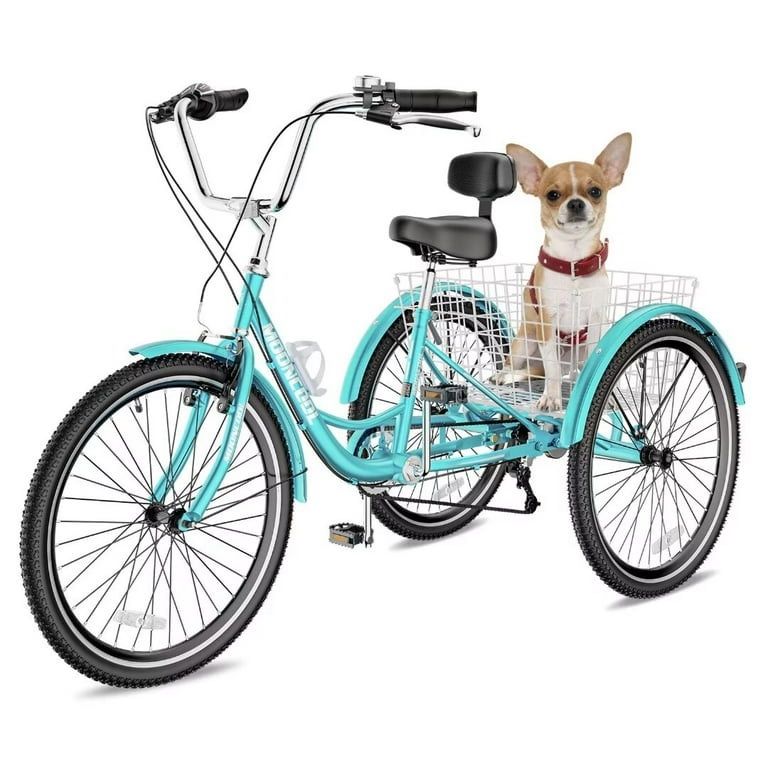 Adult Folding Tricycle 7-Speed, 26-Inch Three Wheel Cruiser Bike with Cargo Basket, Foldable Tricycle for Adults, Women, Men, Seniors, Teenager