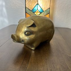 Vintage Brass Pig Bank Vintage Appx: 5.5x 3"