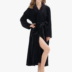 RONGTAI Womens Bathrobe Ladies Fleece Plush Warm Long Robes Fleece Nightgown Sleepwear