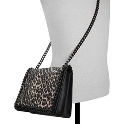 Aldo Greenwald - Women's Black Cheetah Chain Crossbody Handbag