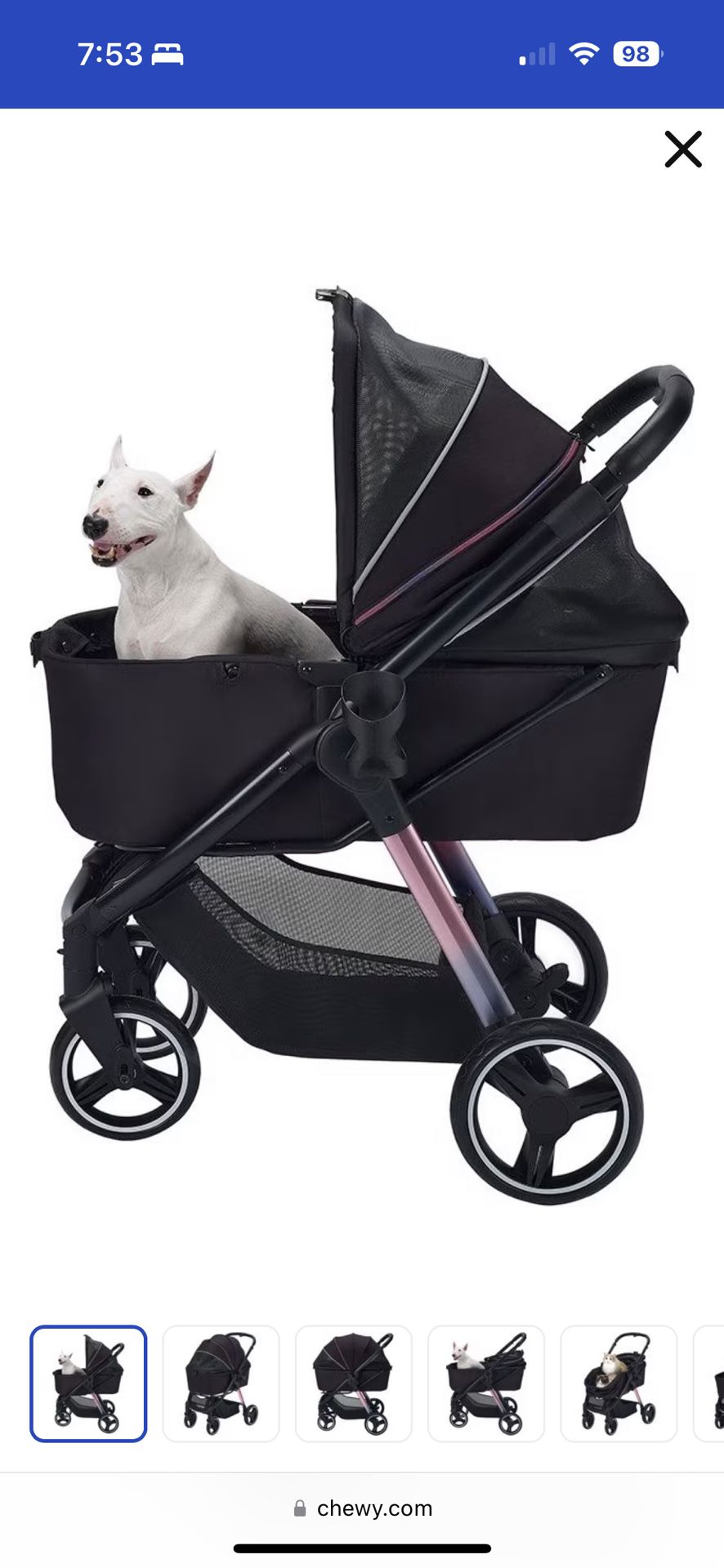 ibiyaya - Retro Luxe - Dog Stroller for Medium Dogs, Large and Small Dogs - One-Step Folding, Heavy Duty Zipperless Design with Adjustable Handle - So