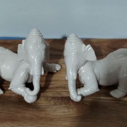 SET OF 2 CERAMIC - PORCELAIN BABY GANESHA FIGURINES 5"×3"