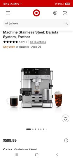 Ninja Luxe Café Premier Series 3-in-1 Espresso, Coffee and Cold Brew Machine Stainless Steel: Barista System, Frother