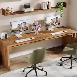 XK00644 78.7" Two Person Desk, Wood Long Computer Desk Double Desk