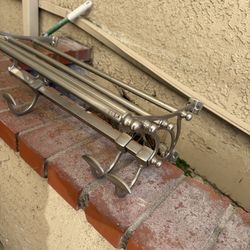 Brushed nickel bath shelf