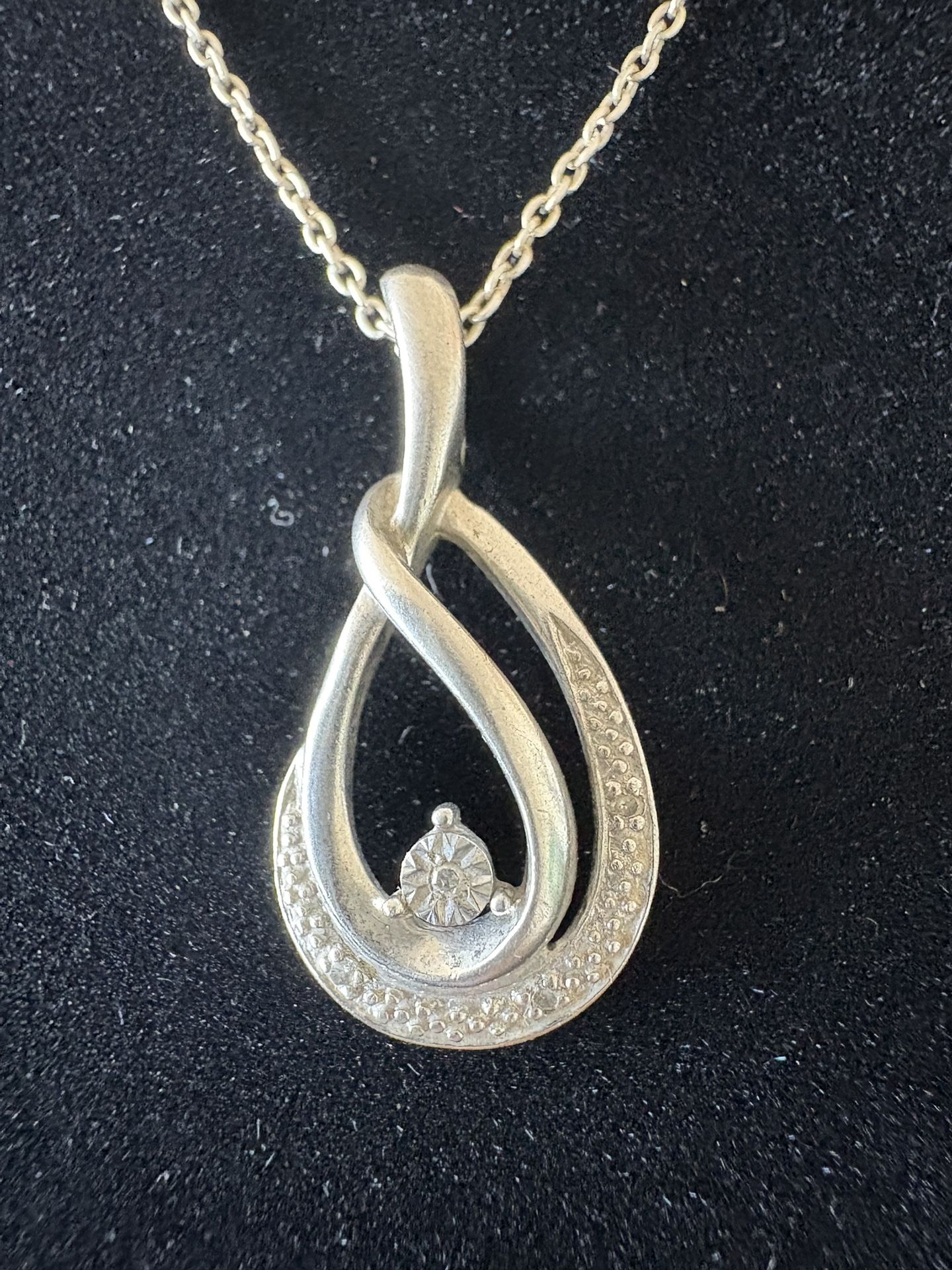 Sterling Silver Diamond Dew Drop Necklace